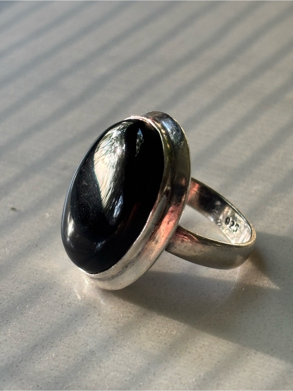Sterling Silver Black Onyx Oval Ring - Women's Jewelry